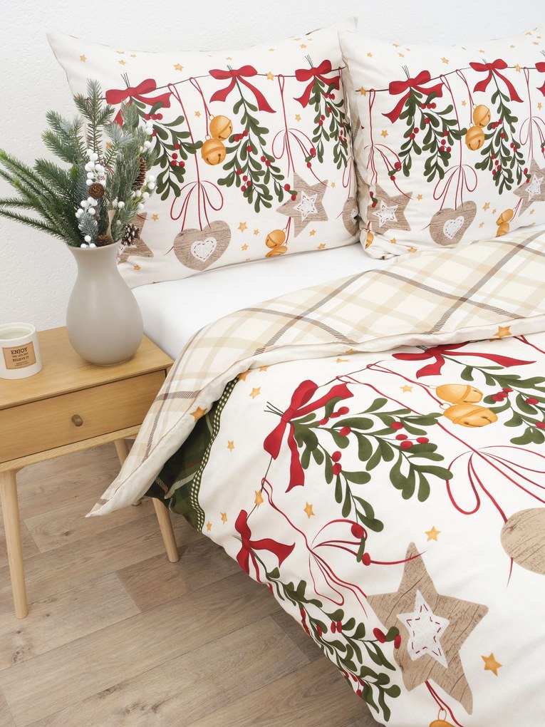 Vianočné bavlnené obliečky Renforcé – Kúzlo Vianoc krémové