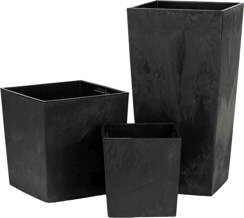 Kvetináč FLORE Betón 41x39,5x39,5 cm čierny