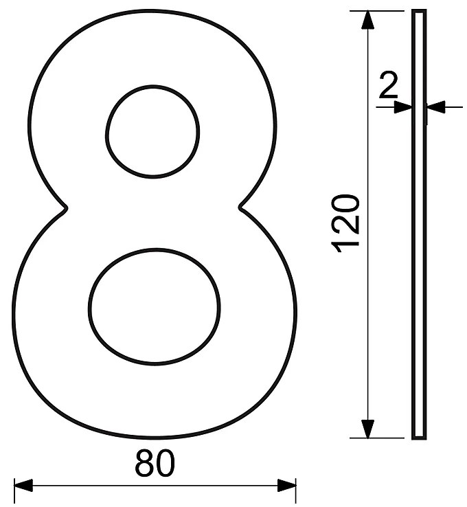 Domová číslica RICHTER RN.120L (čierna), 8, RICHTER černá