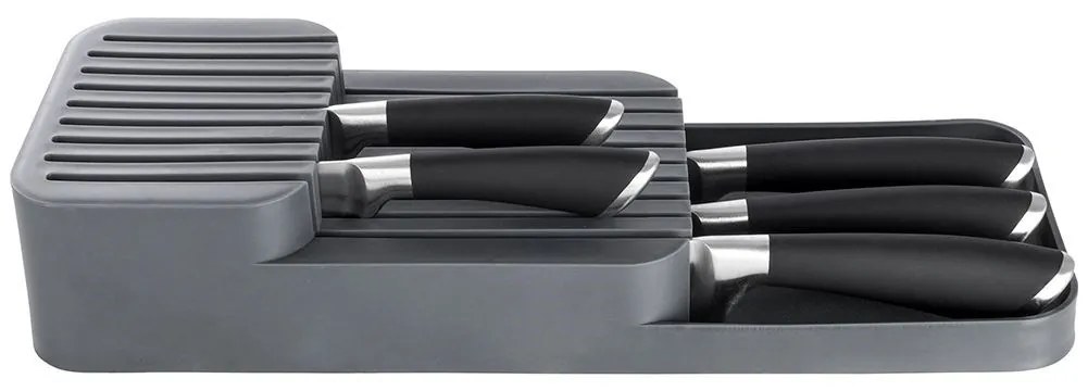 VILDE Organizér na nože, až na 18 nožov, plastový sivý - 39 x 14,5 x 7,5 cm