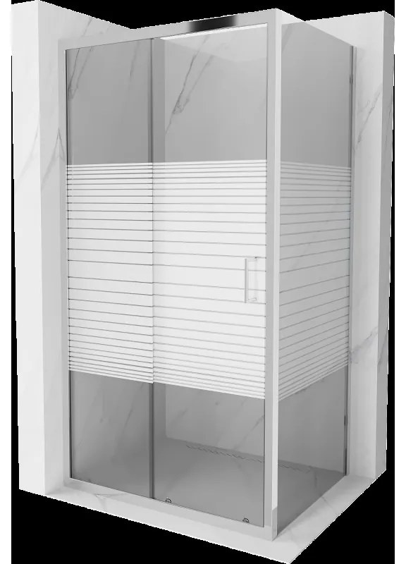 Mexen Apia sprchová kabína, posuvné dvere 100 x 70 cm, pruhy, chrómová - 840-100-070-01-20