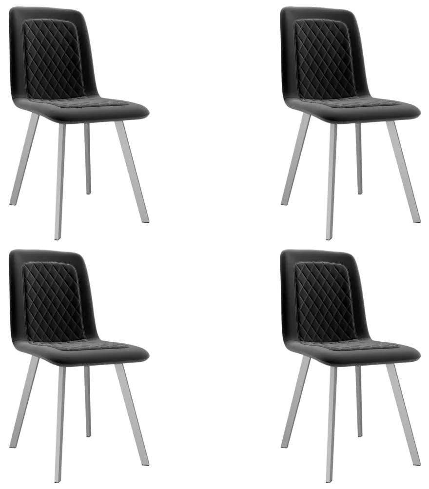 vidaXL Jedálenské stoličky 4 ks, čierne, zamat