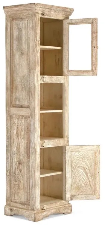 furniture-nabytek.cz - Masivní koupelnová skříňka z mangového dřeva, lakovaná, přírodní – 50×40×185 cm