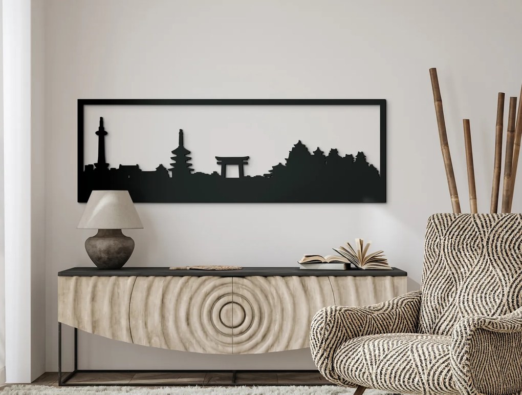 drevko Obraz Kjóto panoráma Rozmer obrazu: 29,5 x 89 cm, Farba dekorácie: Čierna