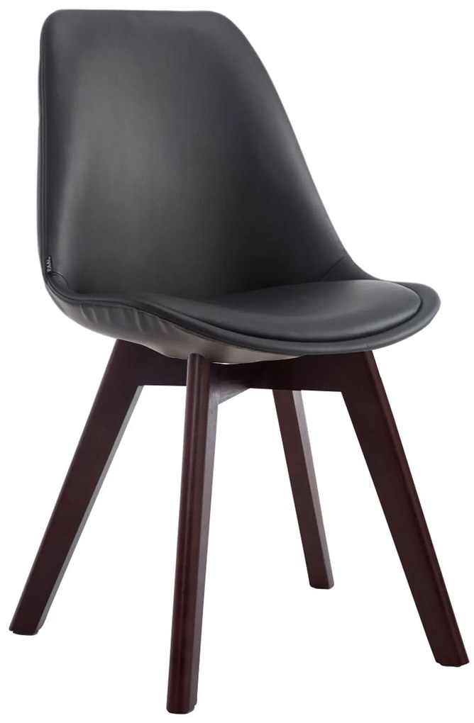 Stolička Manado - koženka, drevené nohy orech - Čierna