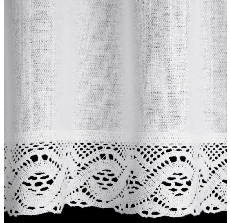 DECOREUM Záclona s čipkovým vzorom 150 cm x 30 cm biela 60% bavlna 40% polyester 98407