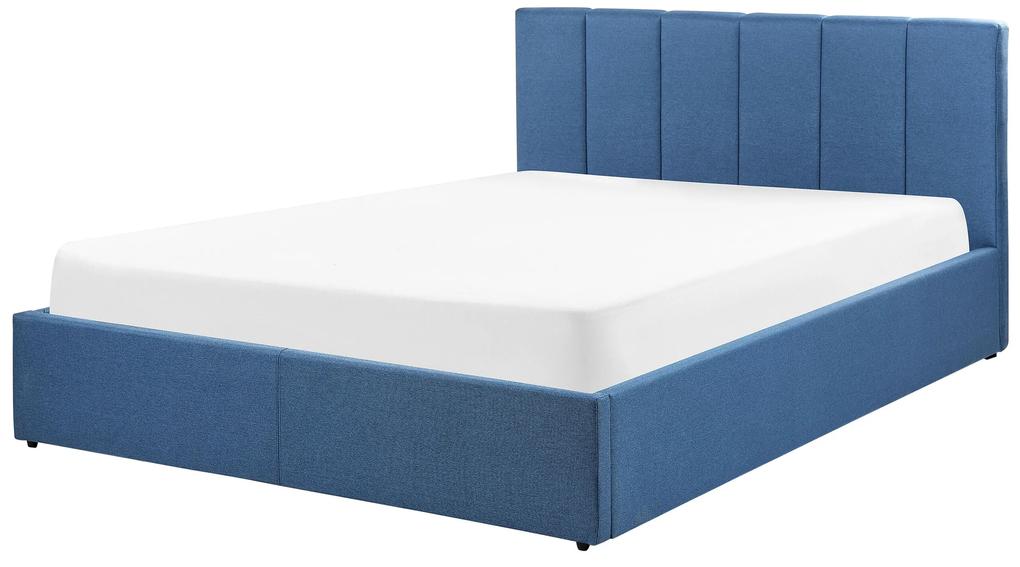 Čalúnená posteľ s úložným priestorom 140 x 200 cm modrá DREUX Beliani