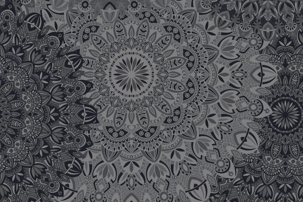 Samolepiaca tapeta štýlová Mandala v čiernobielom prevedení - 150x100