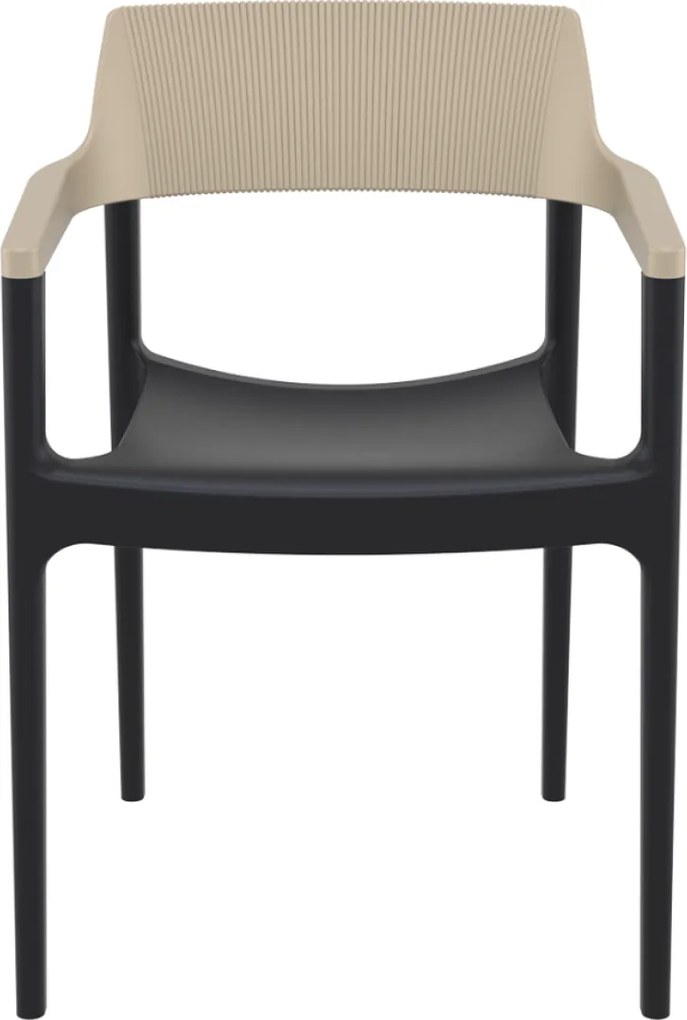 TULUM záhradná stolička s podrúčkami black/taupe