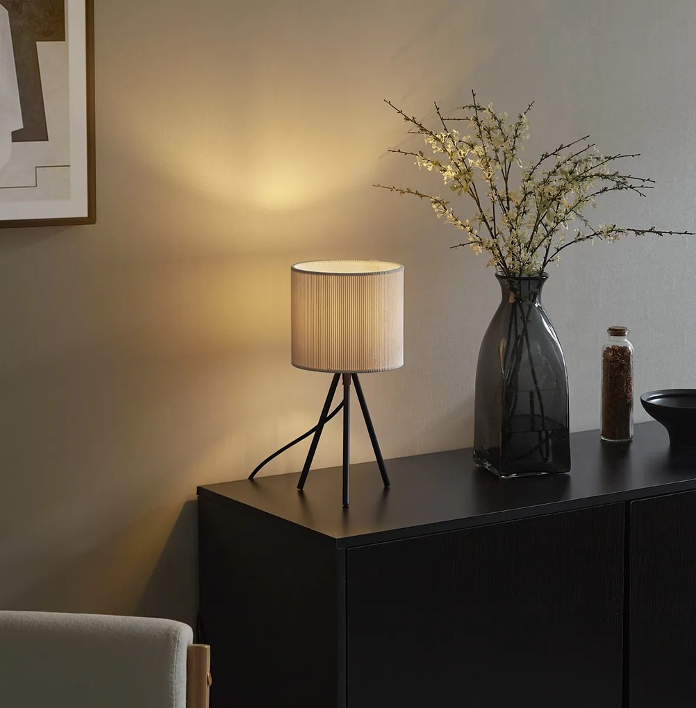 Moderná stolná lampa biela so zamatovým tienidlom - Luz