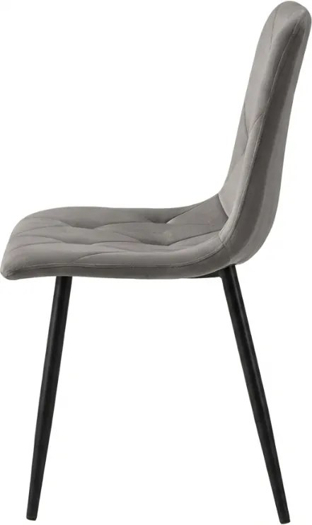 Sivá zamatová stolička LIBRA SILVER GREY s čiernymi nohami
