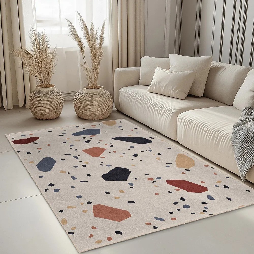 Krémový prateľný behúň 60x230 cm Cracked Terrazzo – Mila Home
