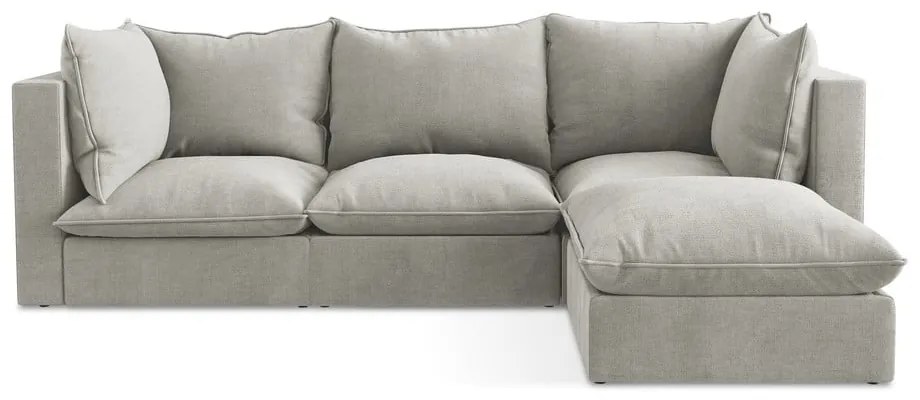 Svetlosivá rohová pohovka (pravý roh/s leňoškou) Manao – Makamii