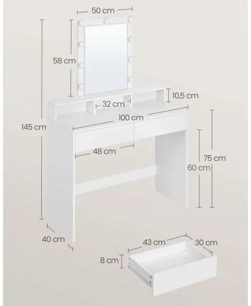 Toaletný stolík LADA biely