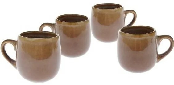 Súprava 4 keramických hrnčekov Warm 100 ml, hnedá