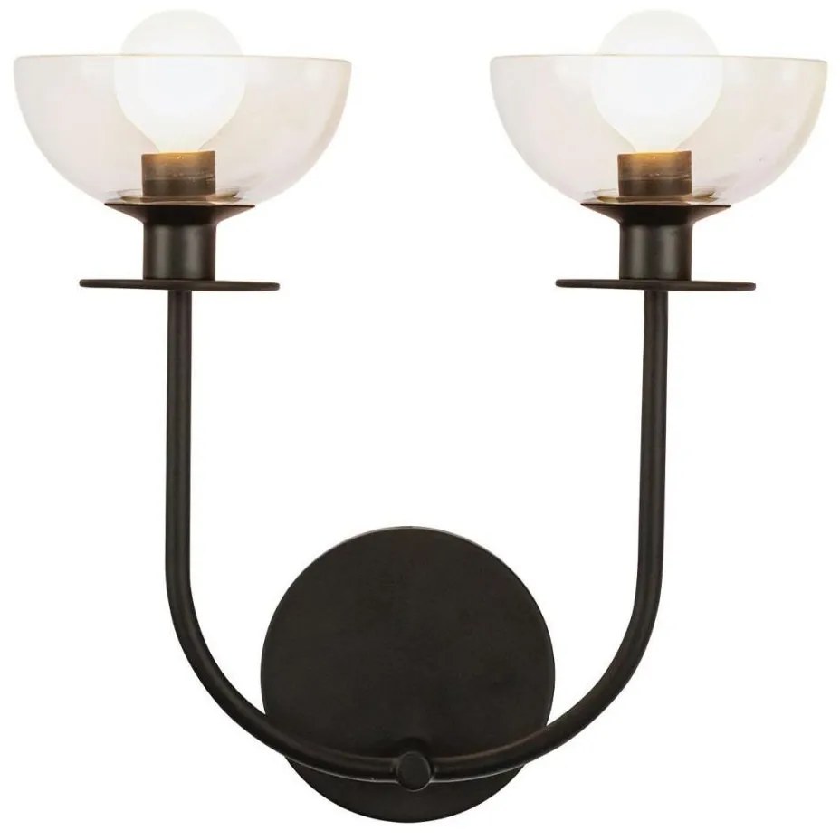 Alora Mood ALM-SYLVIA-2WB-BK-CL - Nástenné svietidlo SYLVIA 2×E14/40W/230V čierne