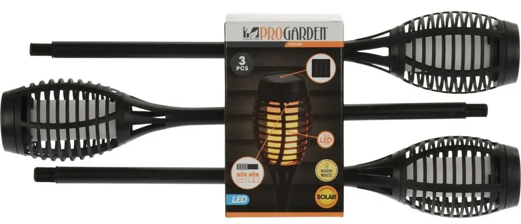 Sada solárnych LED lámp Topeka 48 cm, 3 ks, teplá biela