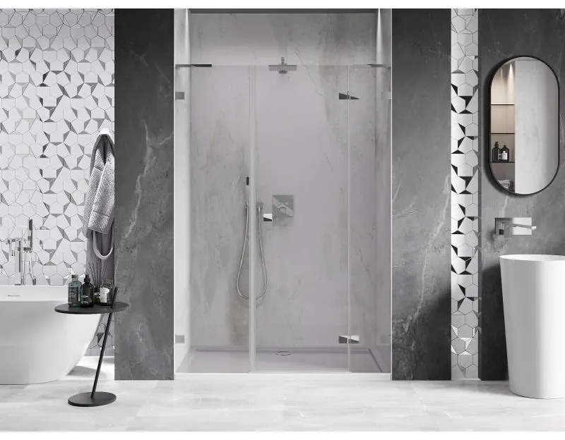 Mexen Lunar L, otočné sprchové dvere pravé 150 cm, číre sklo, chrómový profil, 834SL-150-050-01-00-P