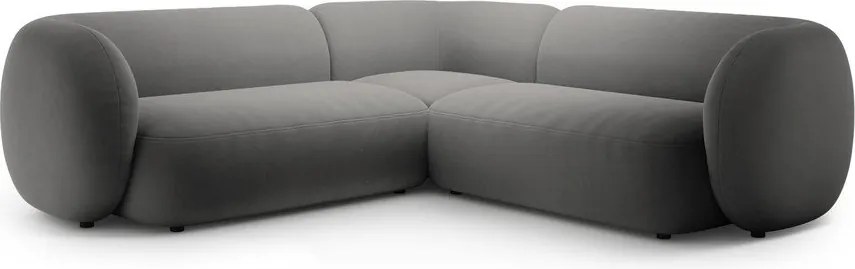 Tmavosivá zamatová rohová pohovka Kate – Micadoni