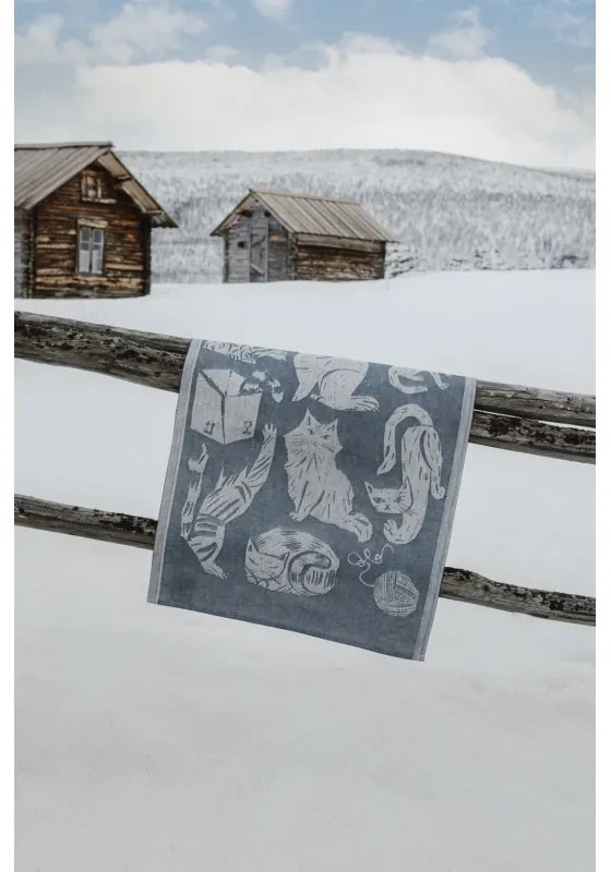 Ľanová utierka Kissanpäivät 46x70, modro-biela