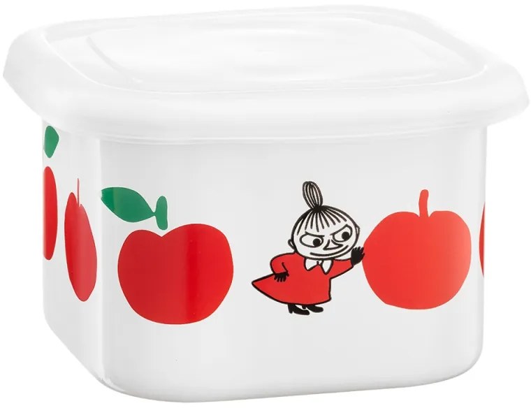 Dóza s vrchnákom Moomin Joyful Apples 0,67l, smalt / bielo-červená