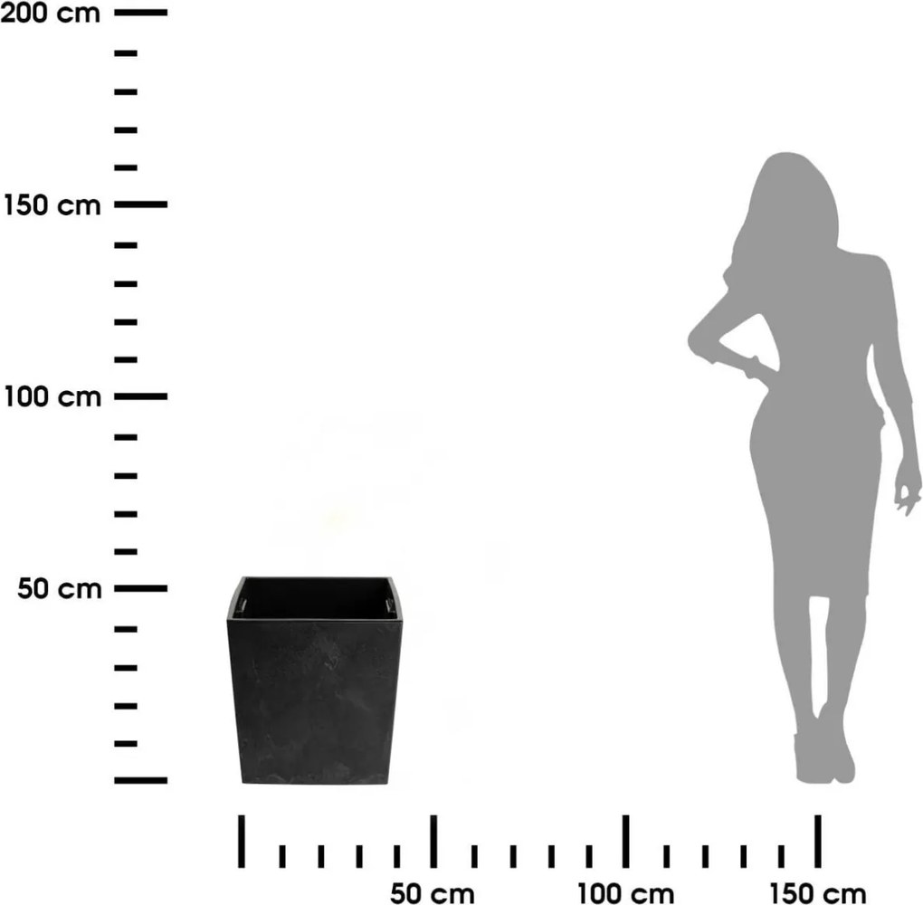 PLASTOVÝ KVETINÁČ FLORE 41X39,5X39,5 CM IMITÁCIA BETÓNU ČIERNA