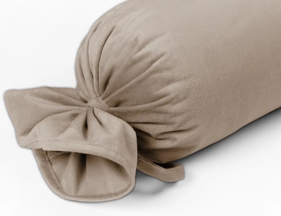 Biante Zamatový vankúš valec bonbon Velvet Prémium SVP-042 Béžovohnedý 15x40 cm