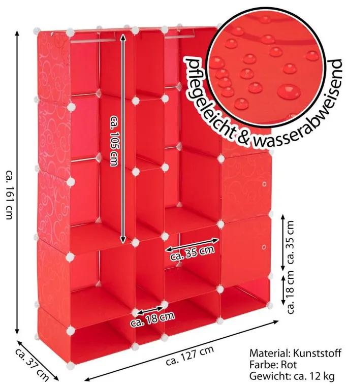 Červený regál - zásuvný systém