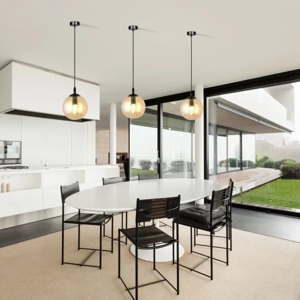 Luster na lanku COSMO 1xE14/10W/230V pr. 14 cm čierna/béžová