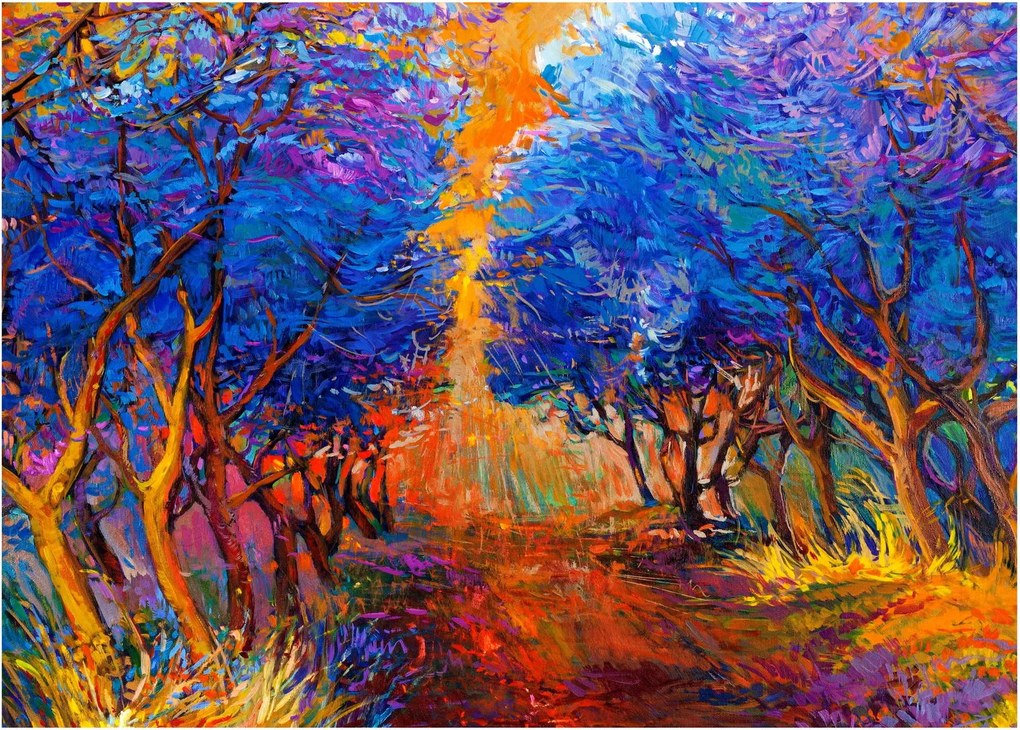 Obraz - jesenné koruny stromov, moderný impresionizmus (70x50 cm)