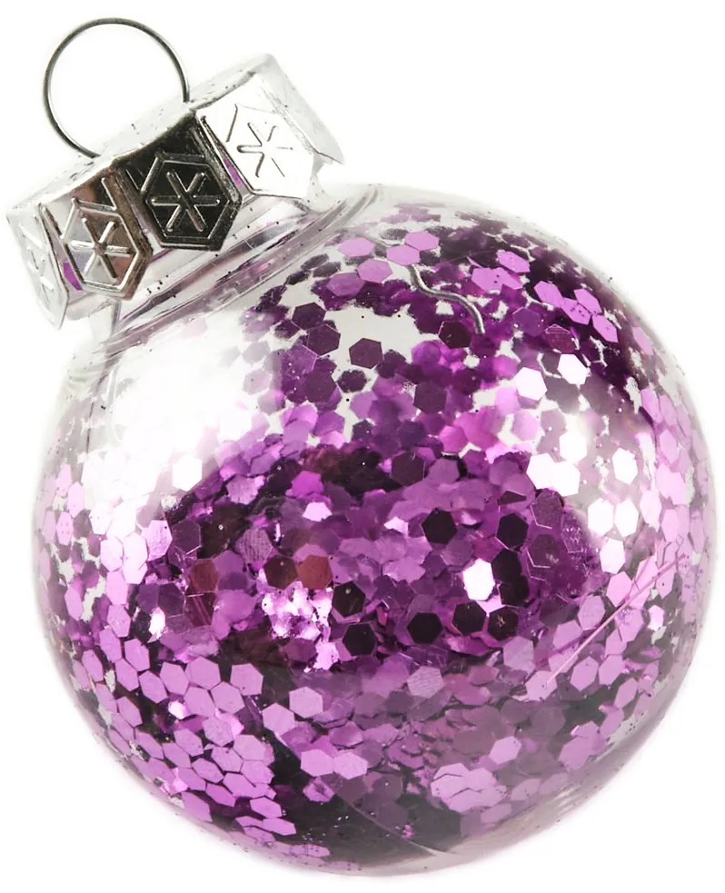 DECOLED Sada ozdob, prům. 6 cm, fialová