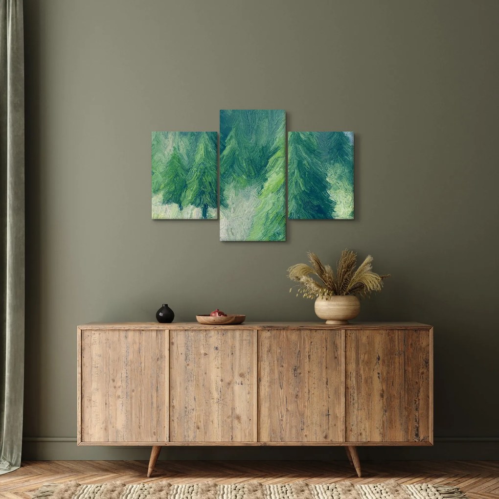 Obraz - Maľované ihličnany (90x60 cm)