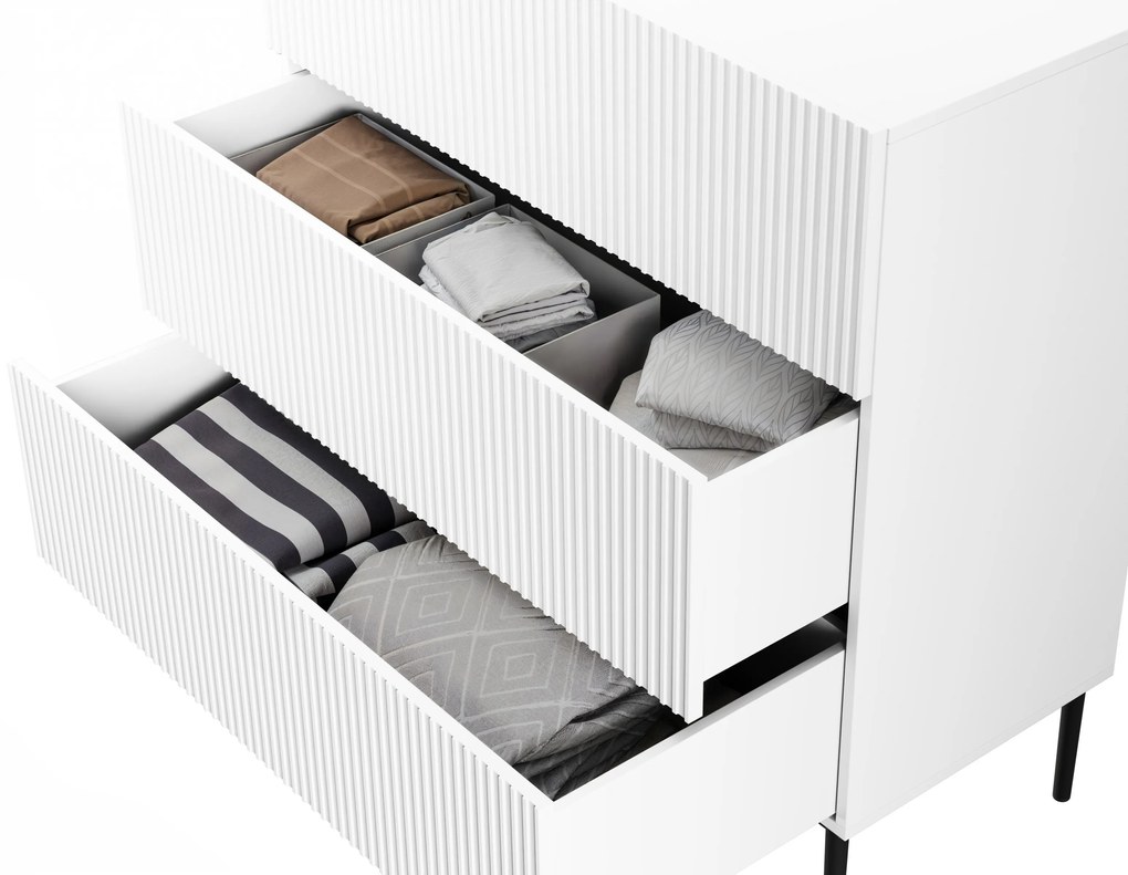 Komoda Nicole 100 cm - biely mat / čierna