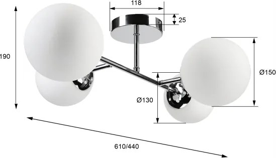 Prisadený luster MADDIE 4xE14/5W/230V lesklý chróm