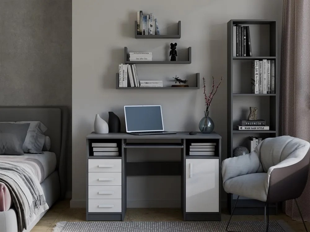 Sada 3 ks nástěnných polic Mobi antracitová