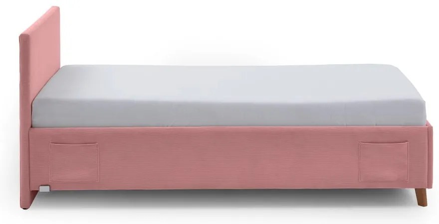 Ružová čalúnená detská posteľ s úložným priestorom s roštom 140x200 cm Cool – Meise Möbel