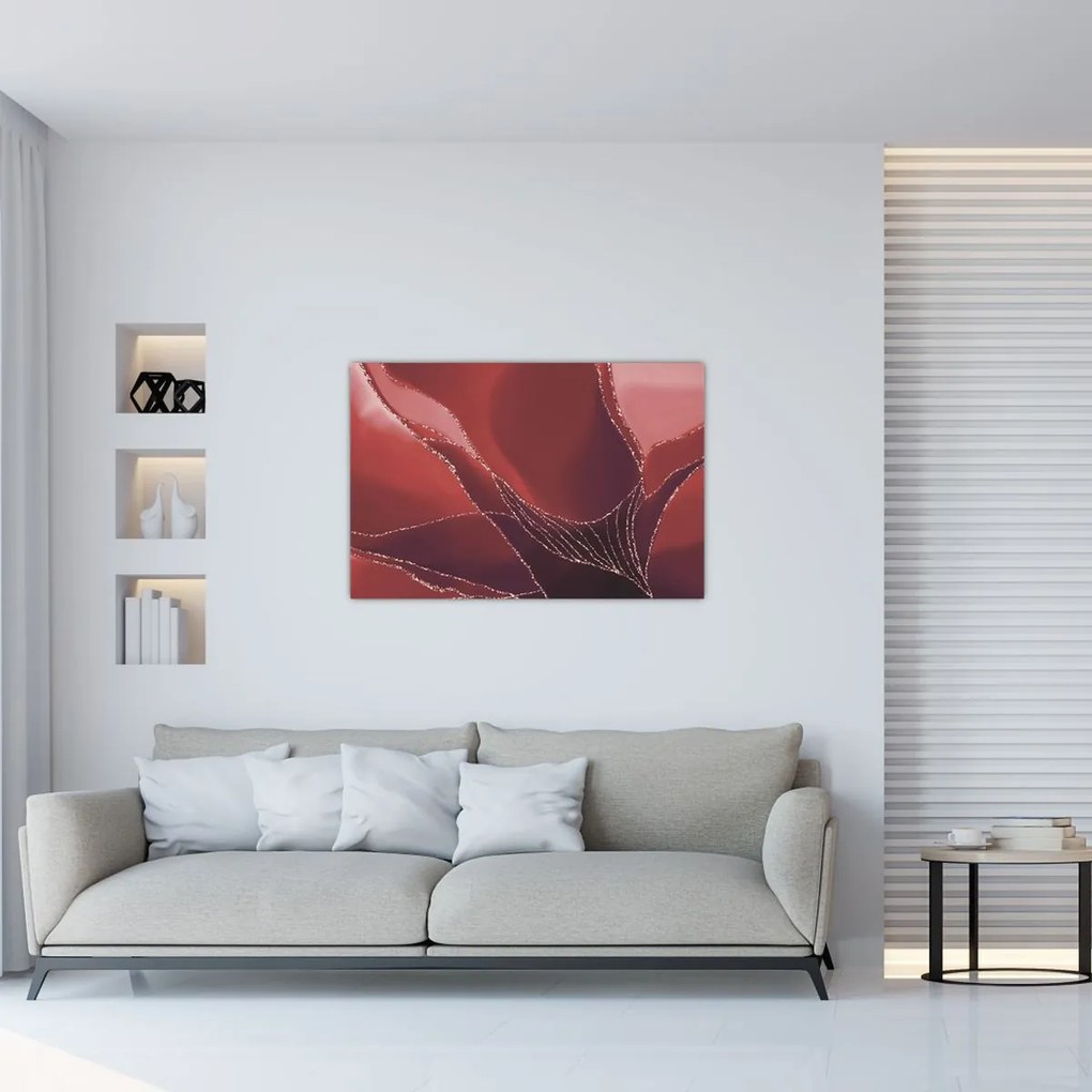 Obraz - Červená abstraktná kvetina N⁰2 (90x60 cm)