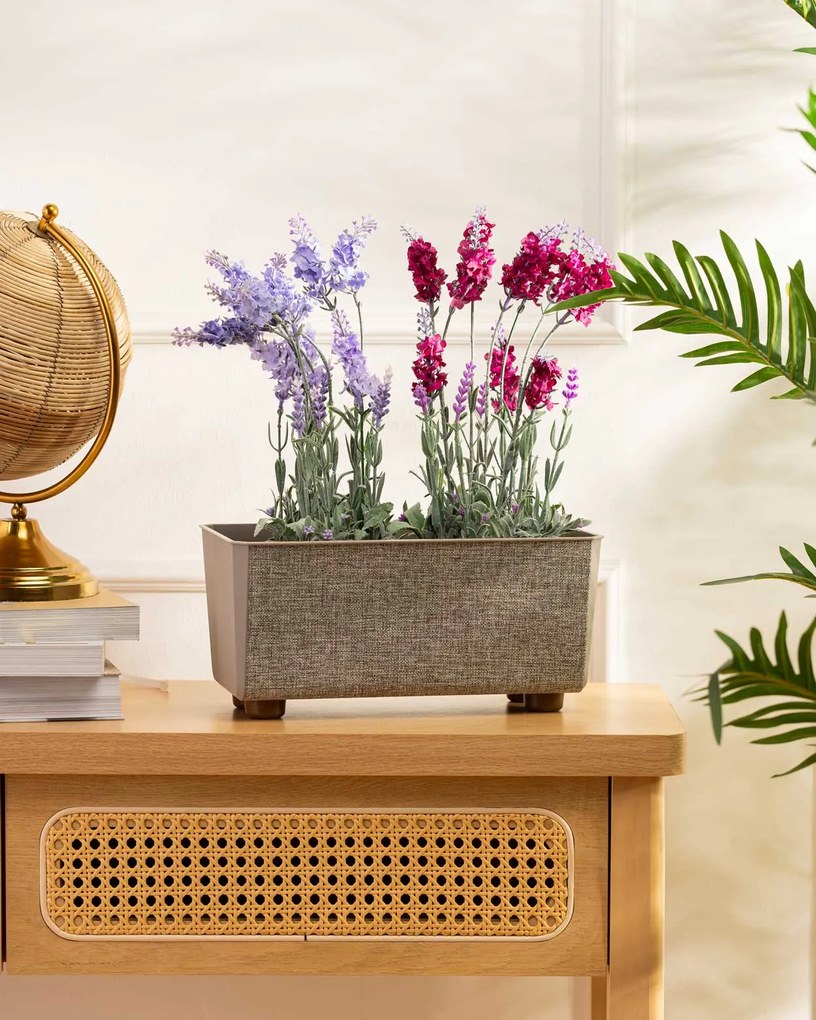 PLASTOVÝ KVETINÁČ SALVIA TX 28,5X17 CM BÉŽOVÁ