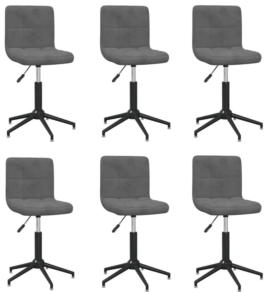 3087679 vidaXL Swivel Dining Chairs 6 pcs Dark Grey Velvet (334430×3)