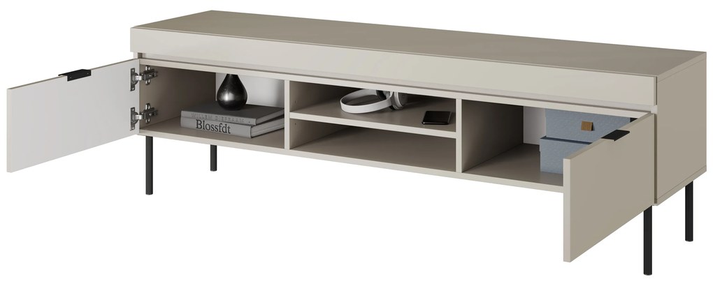 TV stolík Sentia 157 na kovových nohách - kašmír/čierna