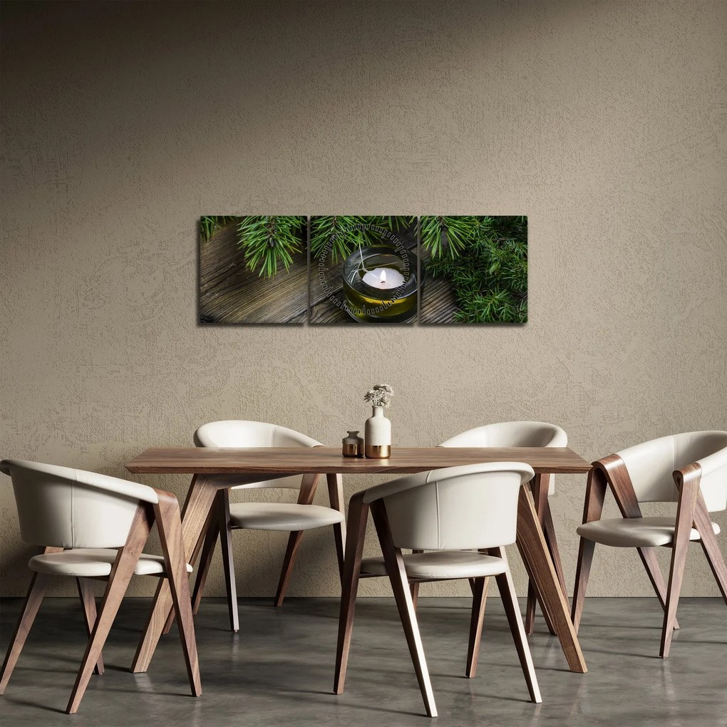 Obraz - vianočná sviečka (s hodinami) (90x30 cm)