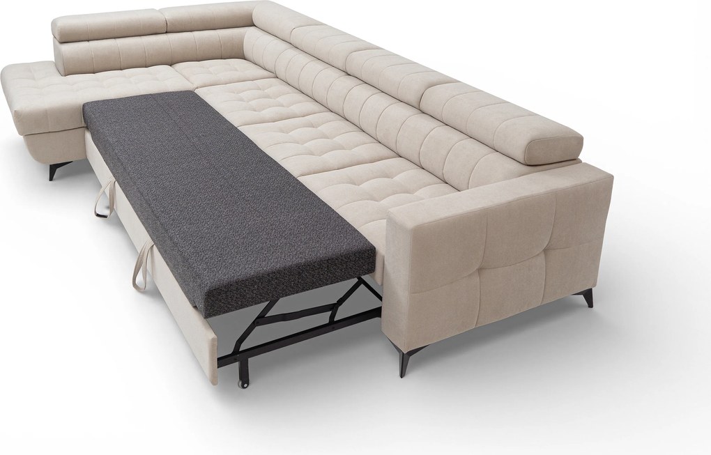 Rohová sedačka Nardo Maxi s funkciou spania ľavá - béžový plyš Pretty 03