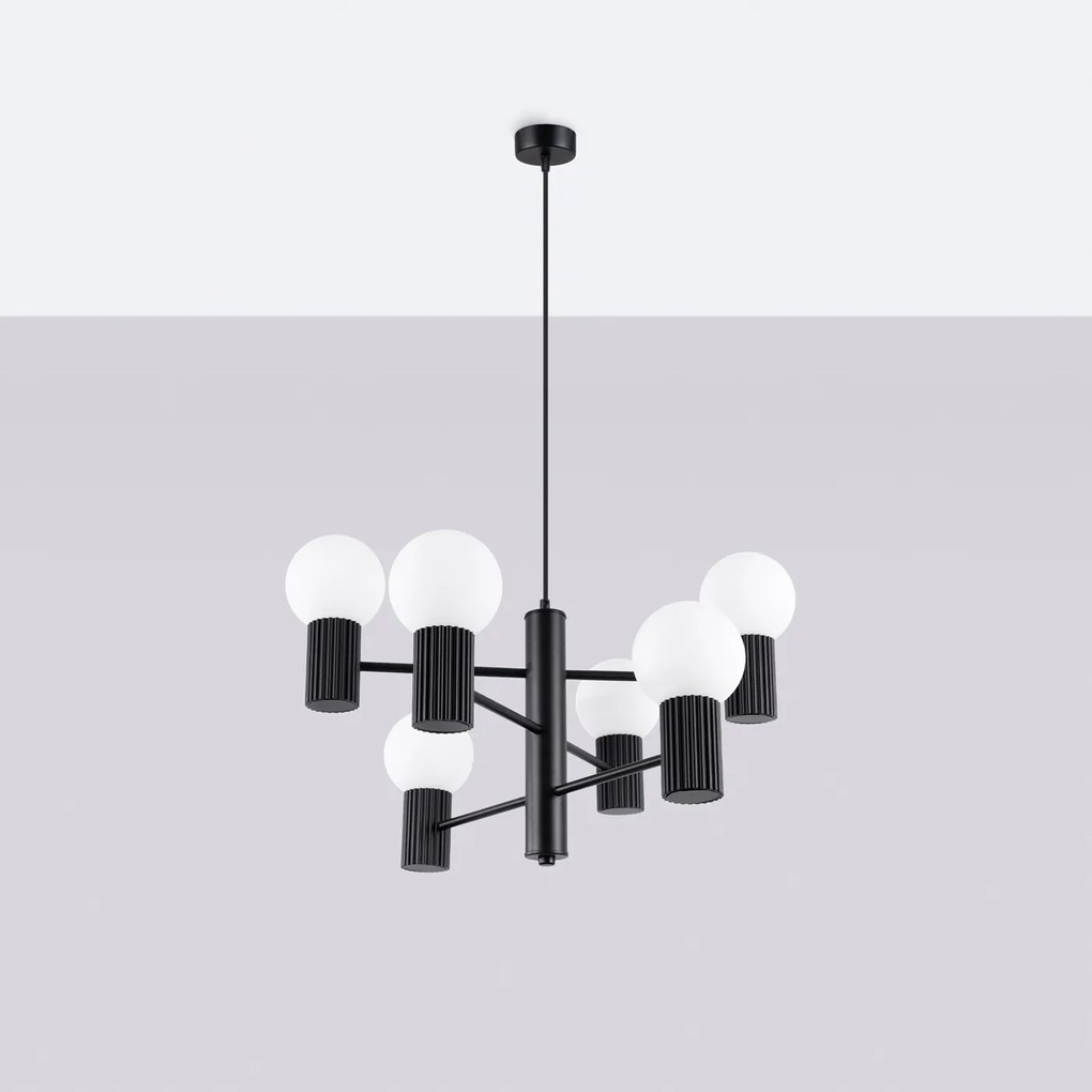 Luster Halo, 6x biele sklenené tienidlo, b