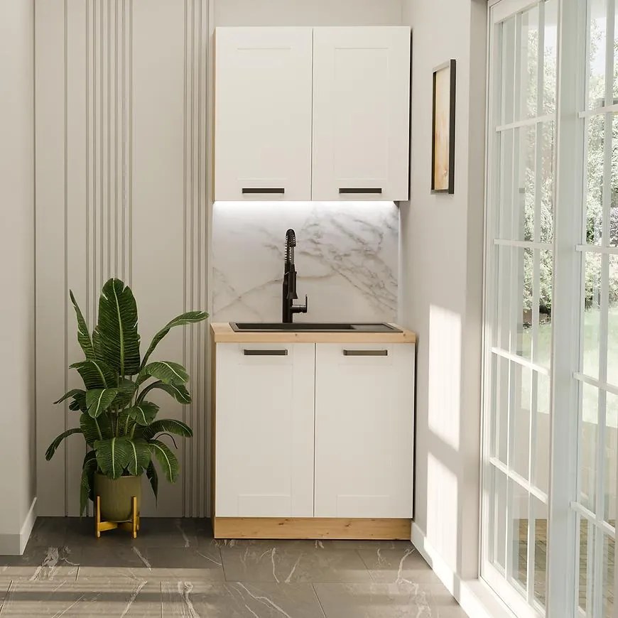 Kuchynská linka  Luna biela/artisan 80 cm bez pracovnej dosky