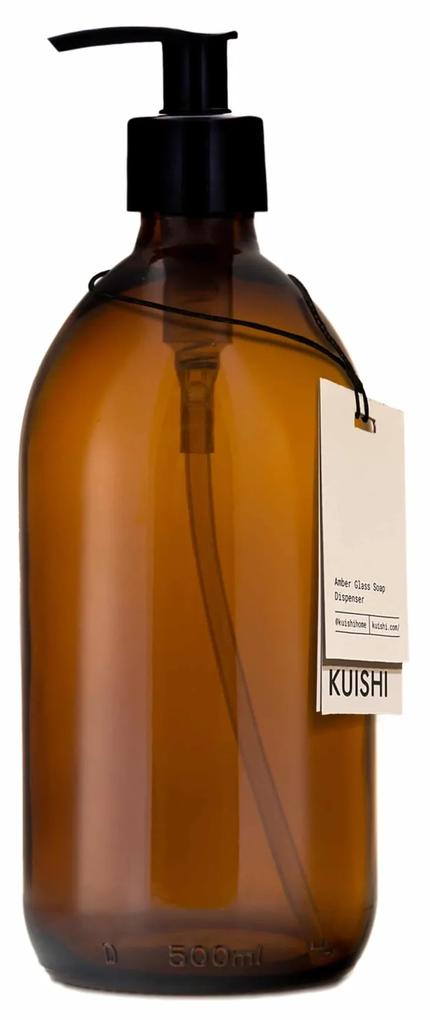 KUISHI Sklenený zásobník na mydlo s pumpičkou Amber 1000 ml