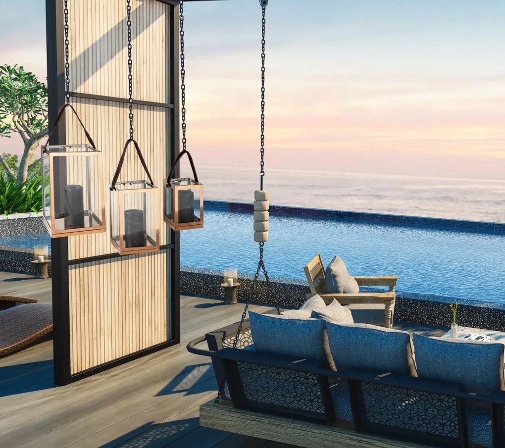 Dekoratívne set 3 lucerien - kov / sklo - 30 cm / 23 cm / 15 cm