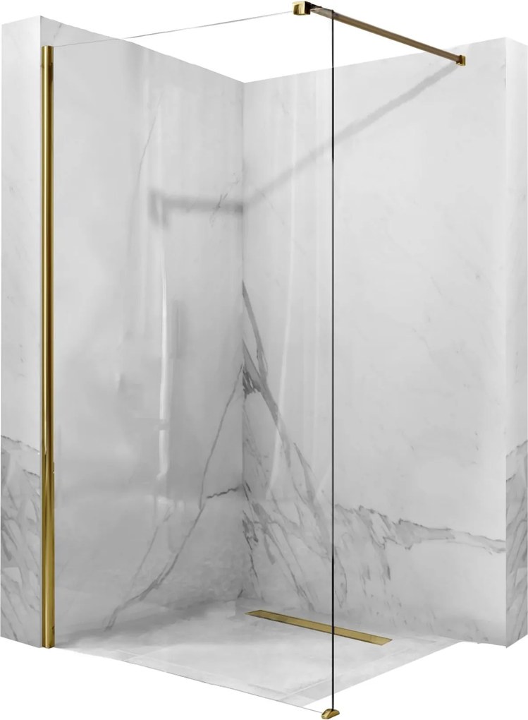 Bezrámová sprchová zastena REA AERO 110 cm, zlatá/transparent - bez vaničky