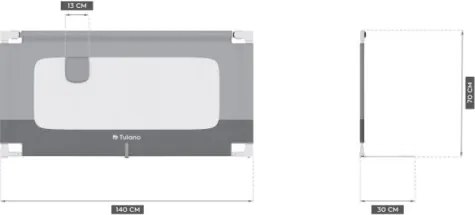 Bezpečnostná zábrana na posteľ Cover 44 sivá 140 cm