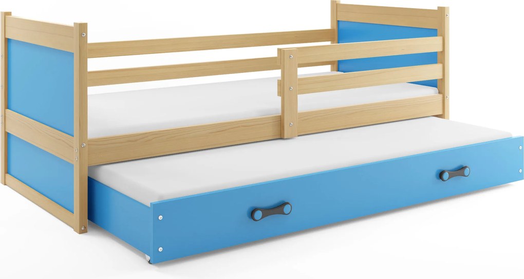 Posteľ s prístelkou RICO 2 200x90 Borovica - Modrá