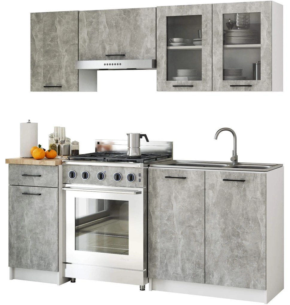Závěsná kuchyňská skříňka OLIVIE W 80x58 cm matná bílá/beton
